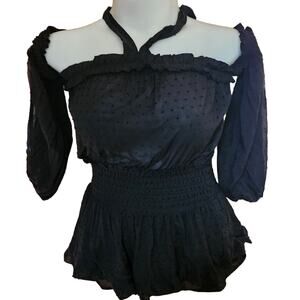 Blue Life Black Off the Shoulder Romper Size Small